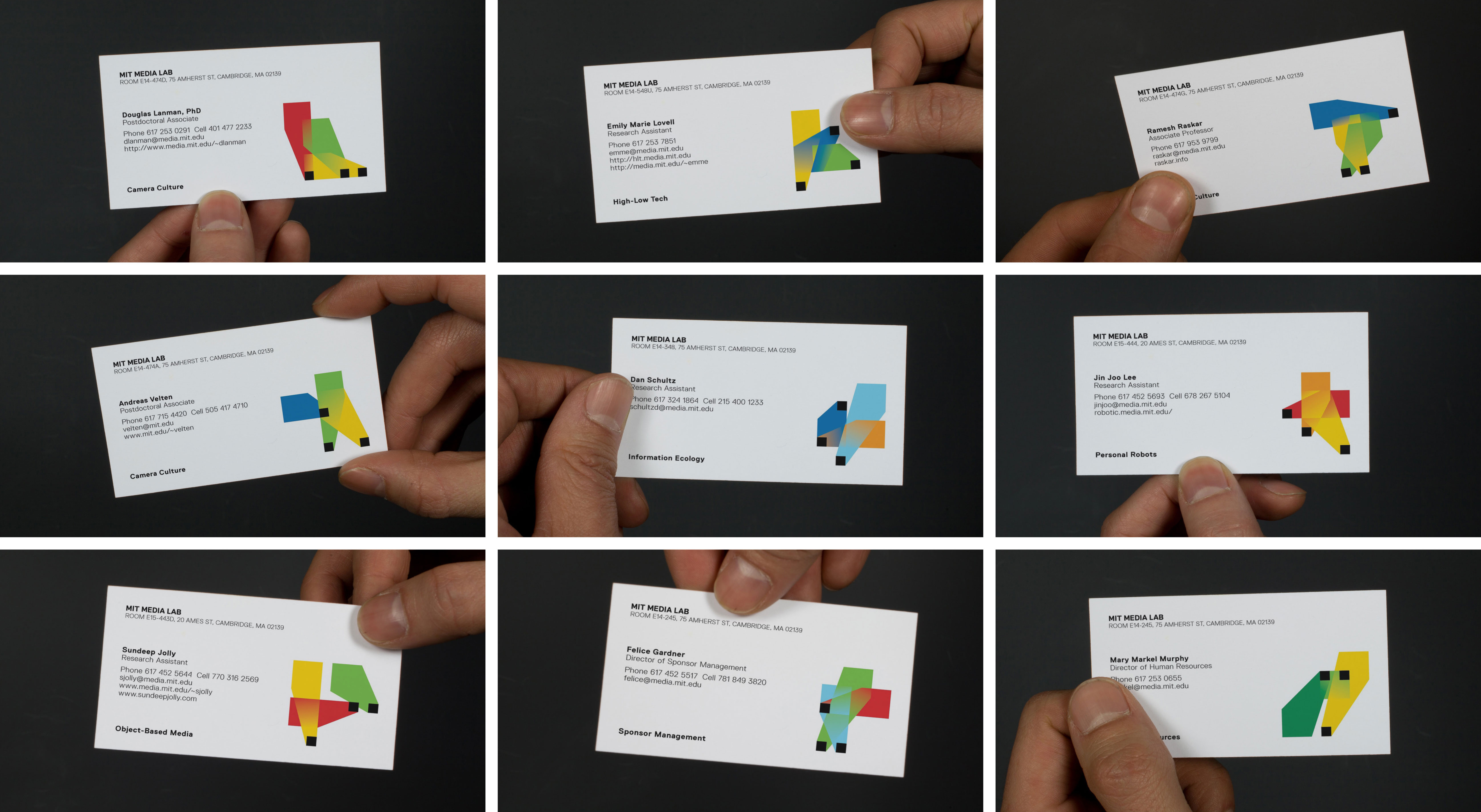Business cards showing individualized logos